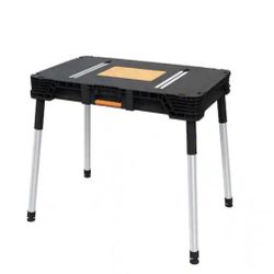22 in. W x 34.6 in. D Portable Work Table with Plastic Top and Wood Router Plate
