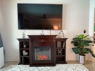 Electric Fireplace TV Stand with Bookshelves
