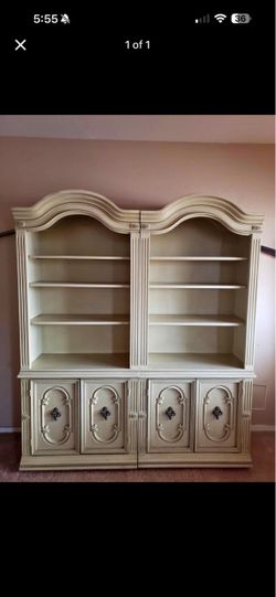 Double Bookcase Cabinet with Ornate Details