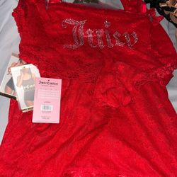 Juicy Couture Red Lace Cami & Short Set 
