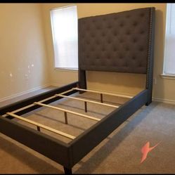 Gray Queen Bed Frame Cama 