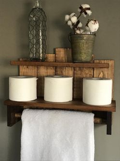 Bathroom wood shelves