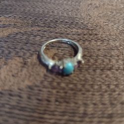 Vintage Silver And Turquoise Ring Size 6 Or 7 Women