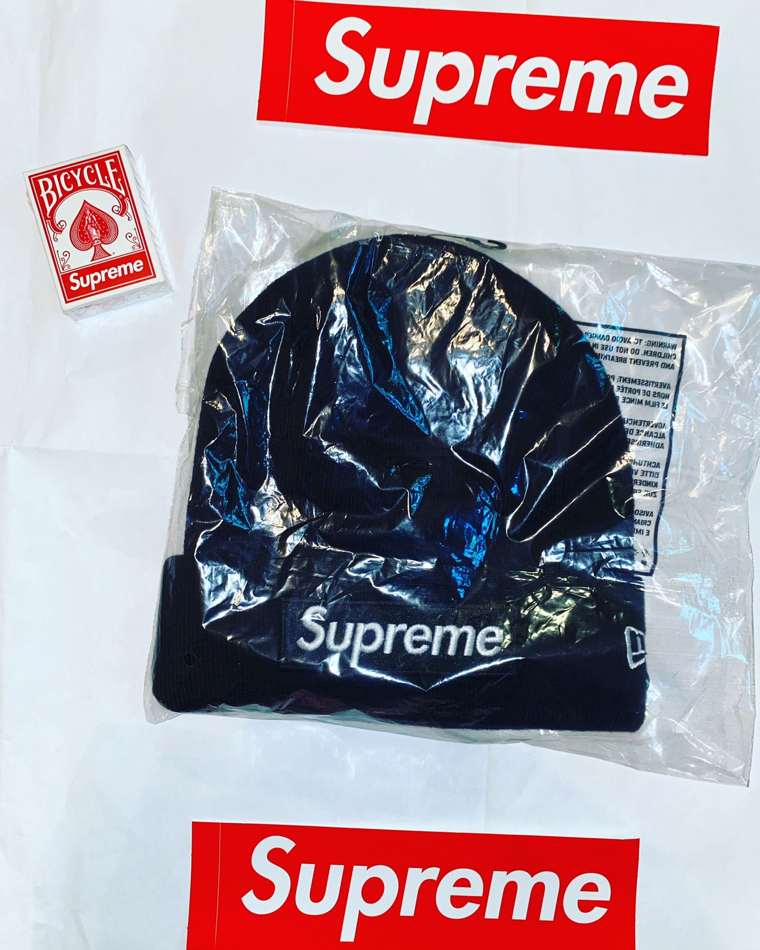 BRAND NEW SUPREME x NEW ERA BOX LOGO BEANIE FOR SALE!!! $120