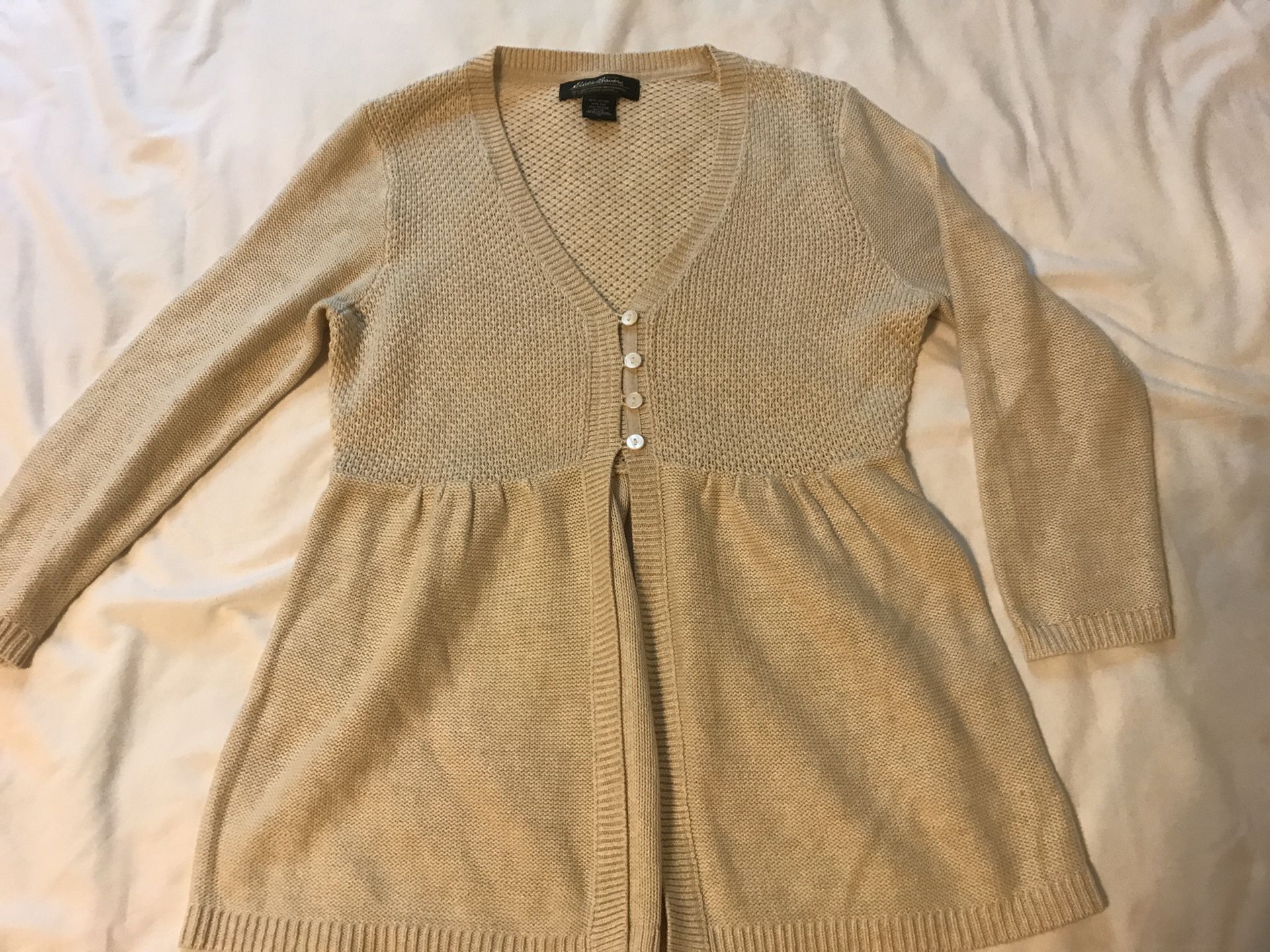 Eddie Bauer size xs beige 3/4 sweater shrug bolero top