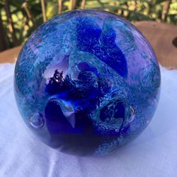 CAITHNESS - High Seas - Blue Swirl Glass Paperweight -