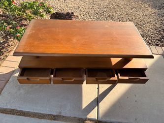 Mid-Century Modern Wood Coffee Table with Drawers