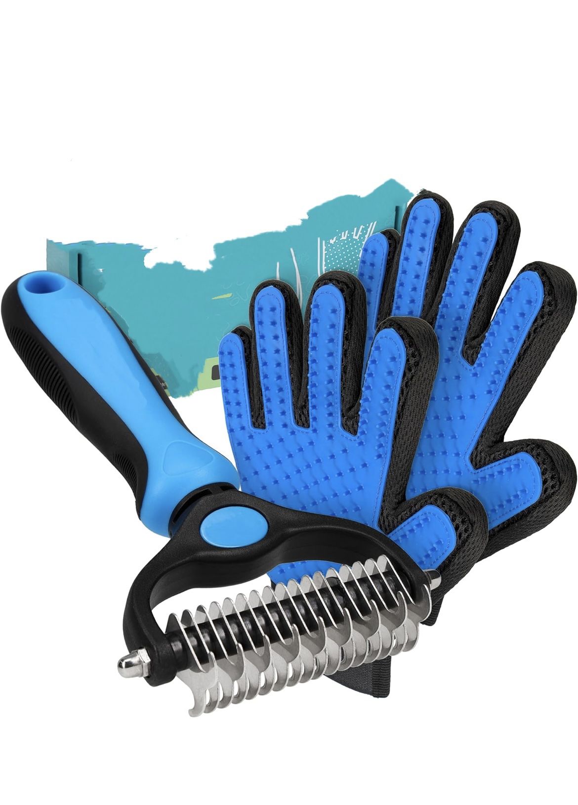 Pet Grooming Gloves and Rake Set