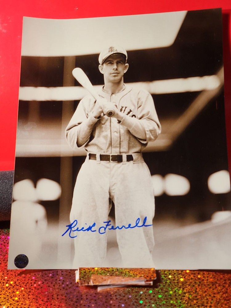 Rick Ferrell Signed 8X10 Sepia Auto Batting Pose wf
coa