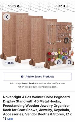 Novabright Wooden Pegboard Jewelry Display Stand Set