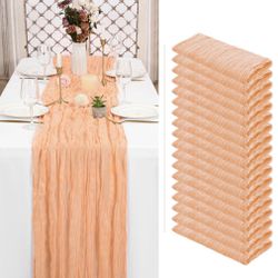 18 Pack Blush Cheesecloth Table Runner Gauze Table Runner 10FT Long Semi-Sheer Table Runner Boho Or Rustic Wedding Table Decor For Wedding Decor Arch 