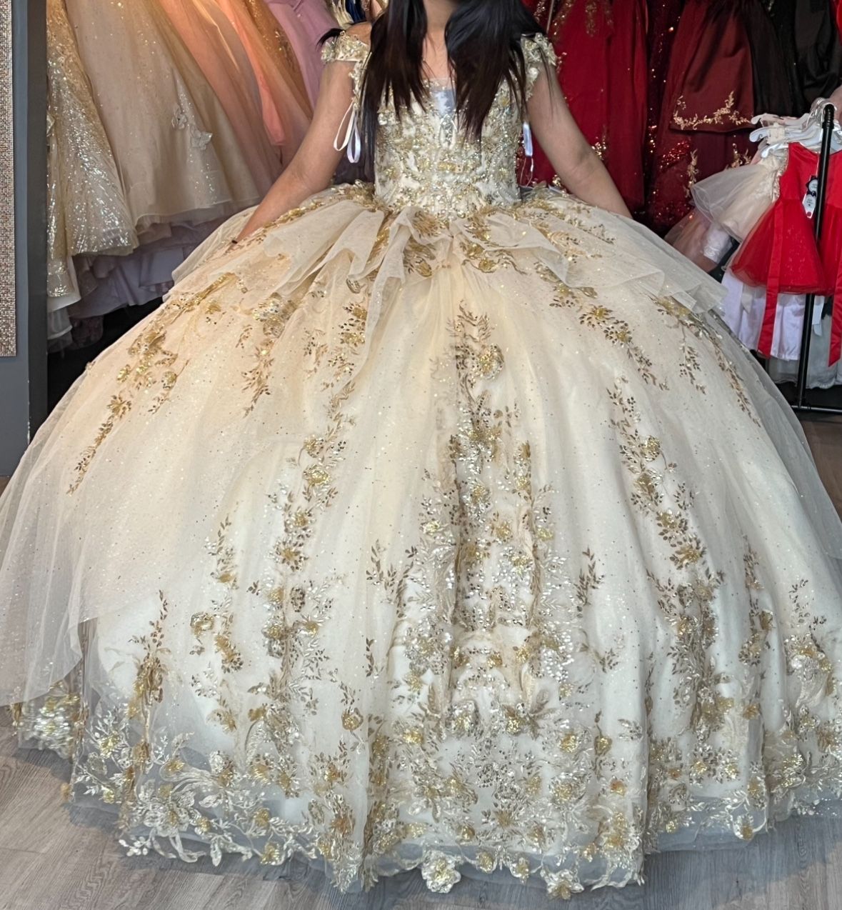 New Gold Quinceañera Dress