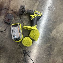 Ryobi Drill Kit w/ Battery, Charger & Cleaning Brush Attachment