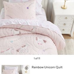Girls Potterybarn Unicorn Quilt And Sham 