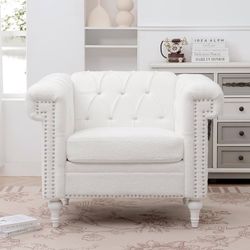 Elegant Loveseat Rolled Arms and Silver Studs Trim, Comfortable Seating with Button Tufted, Perfe