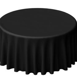 8 - Polyester 120" Round Tablecloth Black 