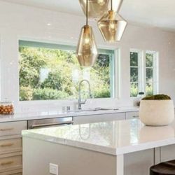 118

Champagne Gold Glass 3 Heads Hanging Pendant Light Flush Mount Ceiling Light Fixture Modern Glass 