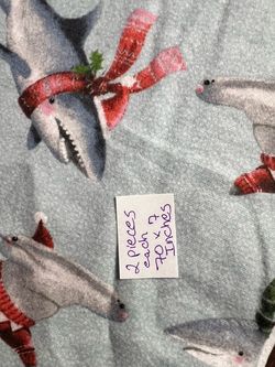 Flannel Fabric sharks Christmas