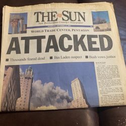 Time Magazine September 11  2001 911 World Trade Center Twin Towers & The Sun full news paper wed sep 12 2001