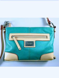 Tignanello Crossbody Purse Womens Leather Green Tan