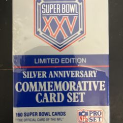 1990 Pro Set Super Bowl XXV Limited Edition Silver Anniversary Commemorative Card Set