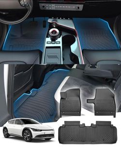 Sunsdrew Floor Mats for 2022-2024 Kia EV6 Accessories, All Weather Floor Liners Front Rear 2 Rows Car