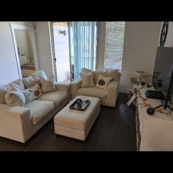 Maggie Birch Loveseat + Chair + Ottoman