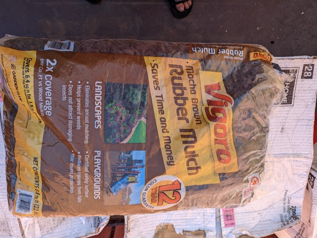 1 Bag Of Brown Rubber Mulch