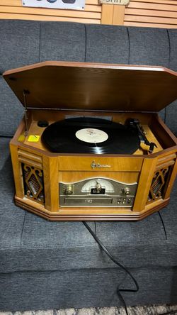 Retro Wood Cabinet Turntable Stereo System