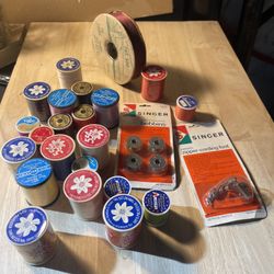 Vintage Sewing Thread Lot – SAS & American Thread Co. Polyester Spools – Assorted Colors”