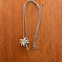 Sterling Opal Palm Tree Pendent & 16” Sterling Silver Chain 