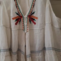 Ladies 2X Boho Style Peasant Top NEW!