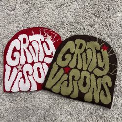 Brown and Black l Red and White Groovy Visions Beanie