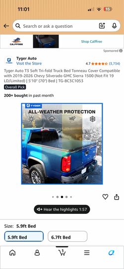 Truck bed Tonneau cover LIKE NEW
