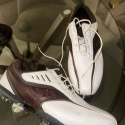 White/Brown Golf Shoes, Size 11.5