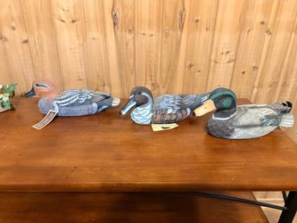 Set of 3 Hand-Painted Wooden Duck Decoys