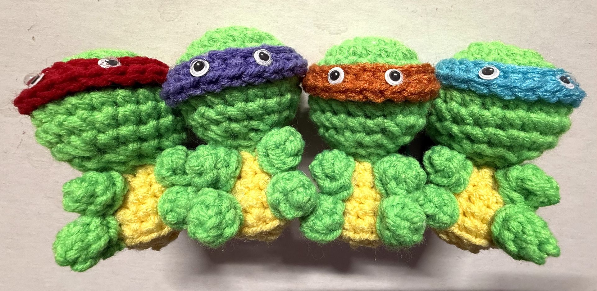 Lot 4 TMNT Teenage Mutant Ninja Turtle handmade Crochet Doll PLUSH figure toy