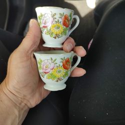 2 Vintage Occupied Japan Fine Porcelain Tea Cups 