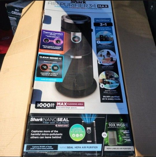 Shark 3-in-1 Max Air Purifier, Heater & Fan with NanoSeal HEPA, Cleansense IQ, Odor Lock, for 1000 Sq. Ft