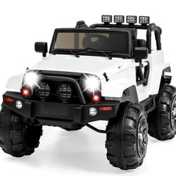  ⚪️⚪️!! BRAND NEW 12V Electric Kid Ride On Car Power Wheels Kids Jeep OFF ROAD with real life Suspension, Bright LEDs, Music , USB and Mp3 