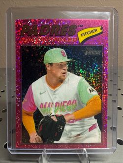2026 Topps Heritage - Padres - Mason Miller Pink Sparkle SP - #65