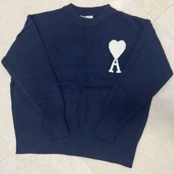 Ami Paris Navy Knit Sweater - Medium 
