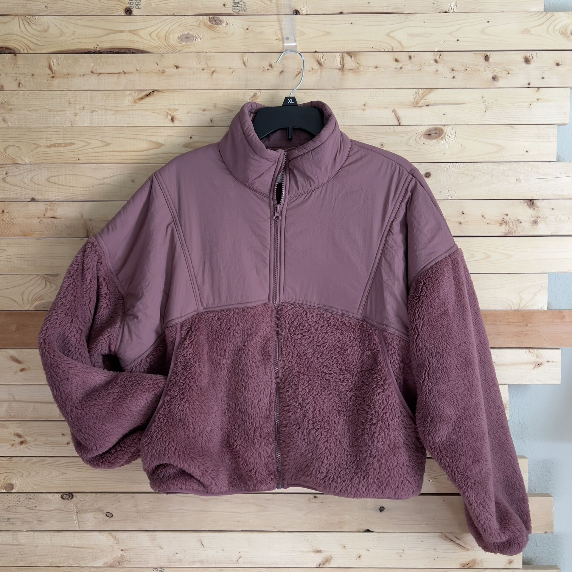 AEROPOSTALE NWT Women’s Dark Blush Sherpa Oversized Soft Full Zip Jacket Size L