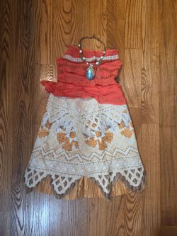 Disney Moana Girls Costume Dress with Necklace