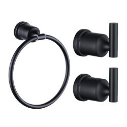 Matte Black 3 -Piece Bath Hardware Set with Mounting Hardware in Stainless Steel