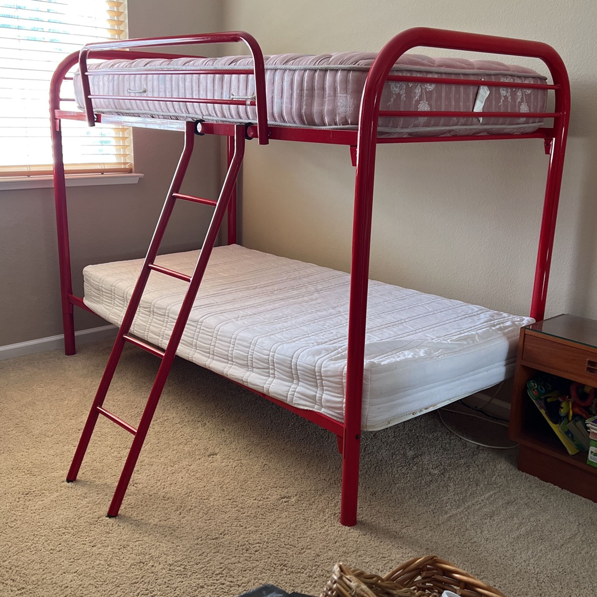 Iron Bunk Bed Red Twin
