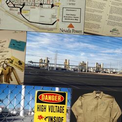 Vintage Nevada Power Heritage Lot Almetek Sign Badges Keys Maps Shirt