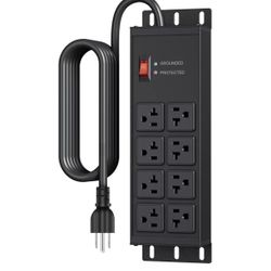 Heavy Duty Metal Power Strip, 20 AMP Surge Protector with 9 Outlets, 12 Gauge Industrial Strength for Shop & Garage Use, 6 FT Extension Cord Included,