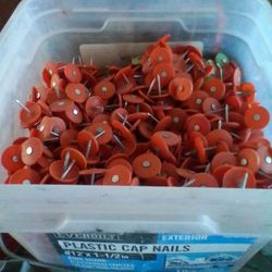 Plastic cap nails for roofing