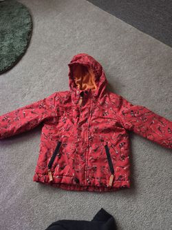 Kids Red Fox Print Hooded Winter Jacket